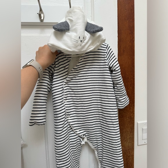 Petit Bateau Striped Cotton Jumpsuit with Ears 18m - Picture 2 of 5